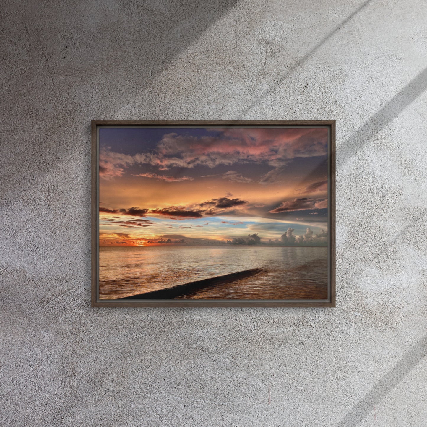 Brushstroke Sunset (Framed Canvas)